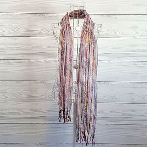Unbranded multicolor summer scarf with fringe 70" length